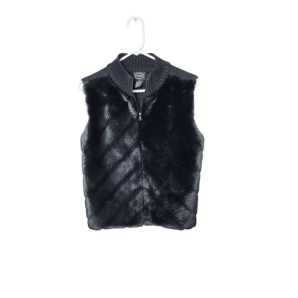Designer Studio Faux Fur Selweater Vest Size Small